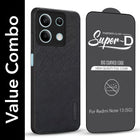 For Xiaomi Redmi Note 13 5G Combo with Back Cover and 9H Tempered Glass (Textured Grip Design | Micro-Fiber Cloth Inside | Oleophobic Coating Screen Glass)