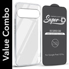For Google Pixel 10 Pro Combo with Back Cover and 9H Tempered Glass (Lifetime Anti-Yellow | Sleek Hard Crystal | Oleophobic Coating Screen Glass)