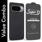 For Google Pixel 10 Pro Combo (Textured Grip Design | Micro-Fiber Cloth Inside | Oleophobic Coating Screen Glass)