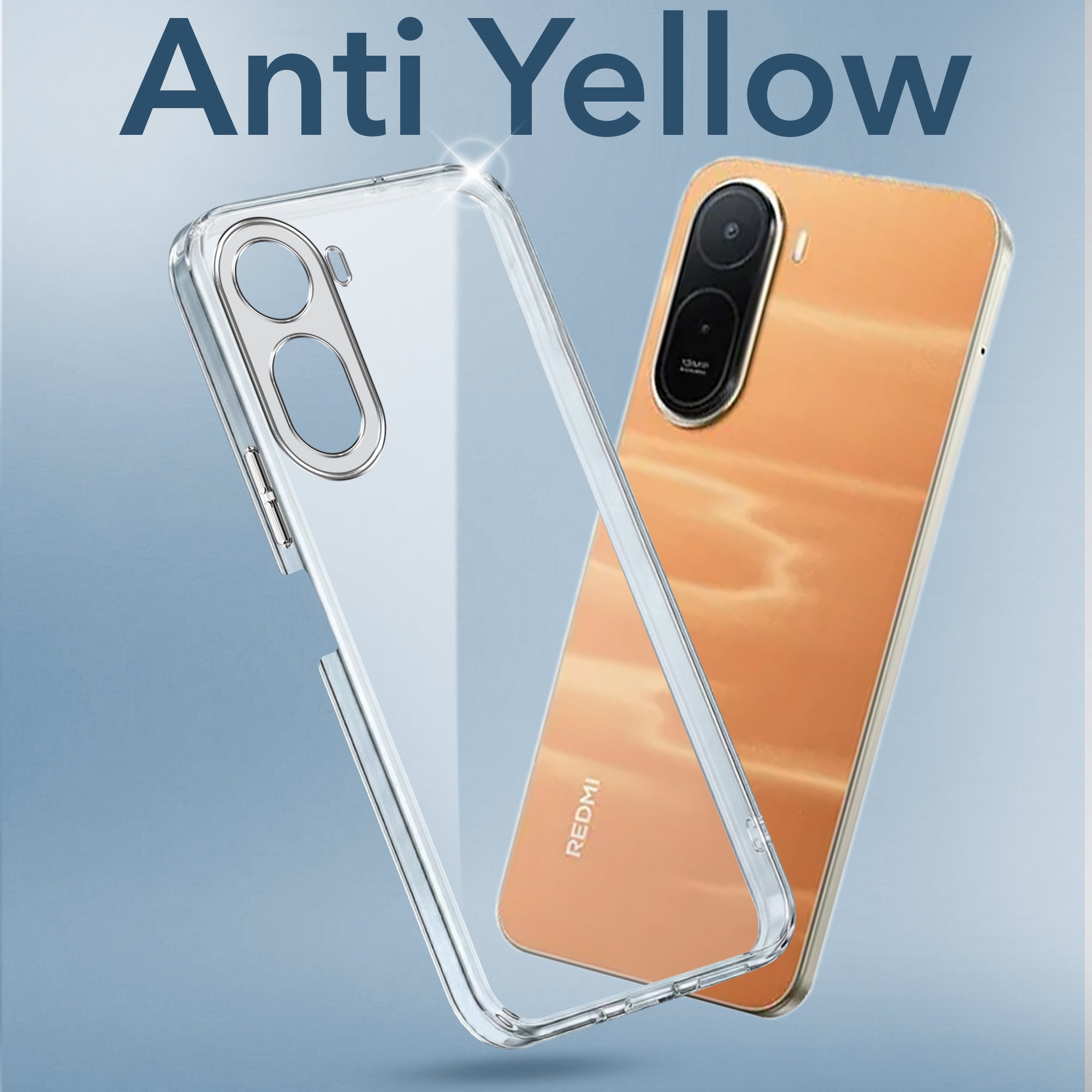 For Redmi A7 Pro 5G Back Cover Case Lifetime Anti-Yellow Clear (Sleek Hard Crystal | Shockproof and Camera Protection)