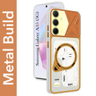 For Samsung Galaxy A35 5G Metallic Back Cover Case (Metallic Camera Protection & Buttons | Translucent Milky Shade | Hard Polycarbonate)