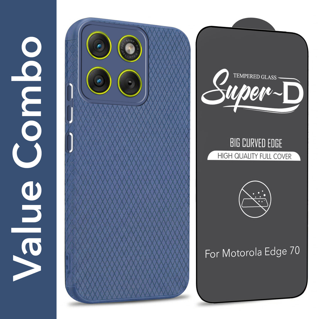 For Motorola Moto Edge 70 Combo with Back Cover and 9H Tempered Glass (Liquid Silicone | Camera Protection | Oleophobic Coating Screen Glass)