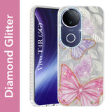 For Vivo T4R Back Cover Case (Luxury Floral Glitter Cute Butterfly | Diamond Studded Camera Bump | Girls & Women Design)