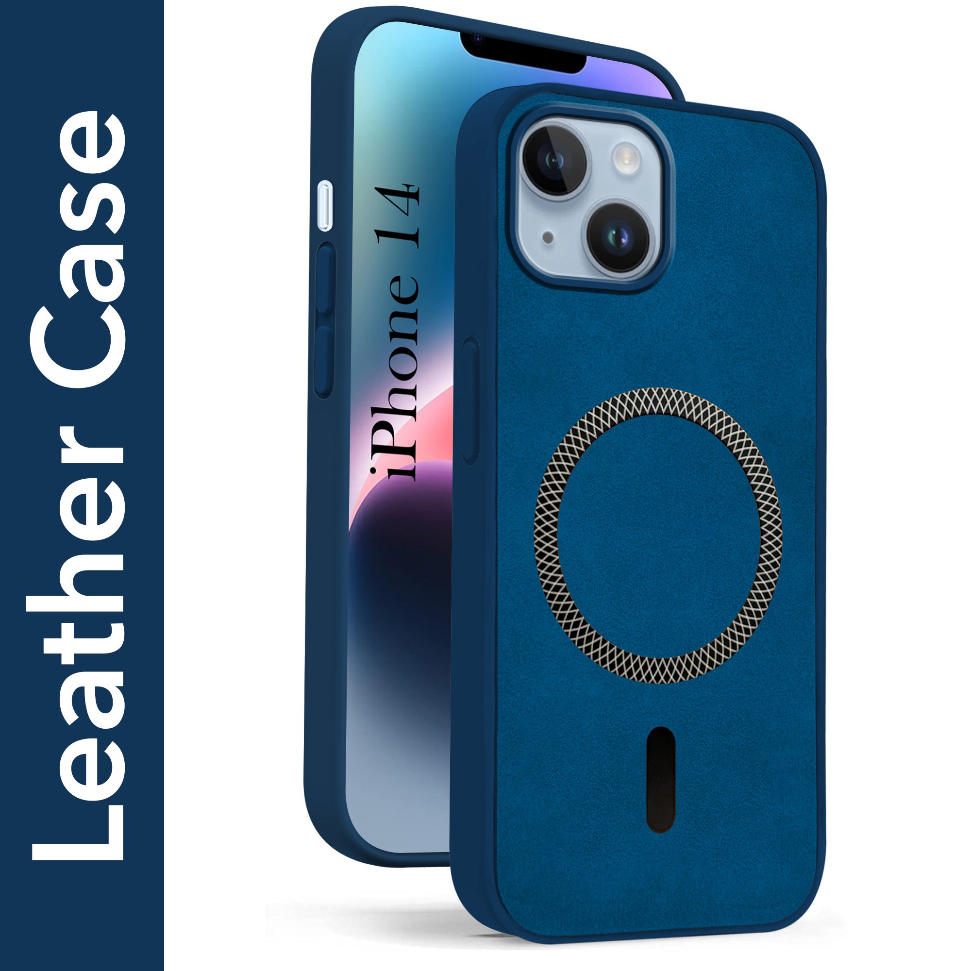 For Apple iPhone 14 Back Cover Case (Sleek Leather Finish | MagSafe Compatible Wireless Charging | Camera Bump Protection)
