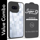 For Vivo iQOO 15R 5G Combo with Back Cover and 9H Tempered Glass (Lifetime Anti-Yellow | Crystal Clear Shockproof | Oleophobic Coating Screen Glass)
