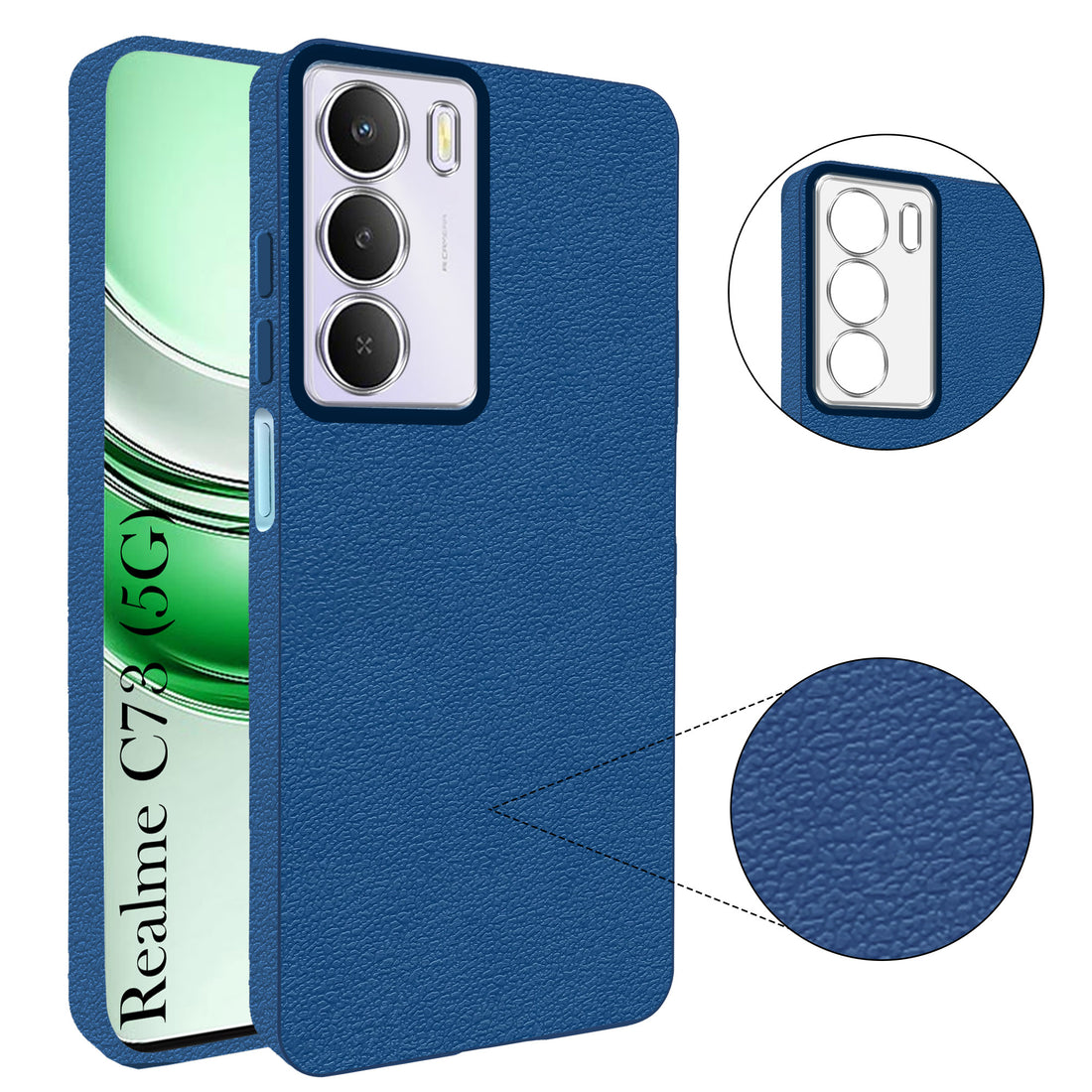 For Realme C73 Back Cover Case (Glass Like Camera Protection | Leather Feel | Minimalist Professional Grip)