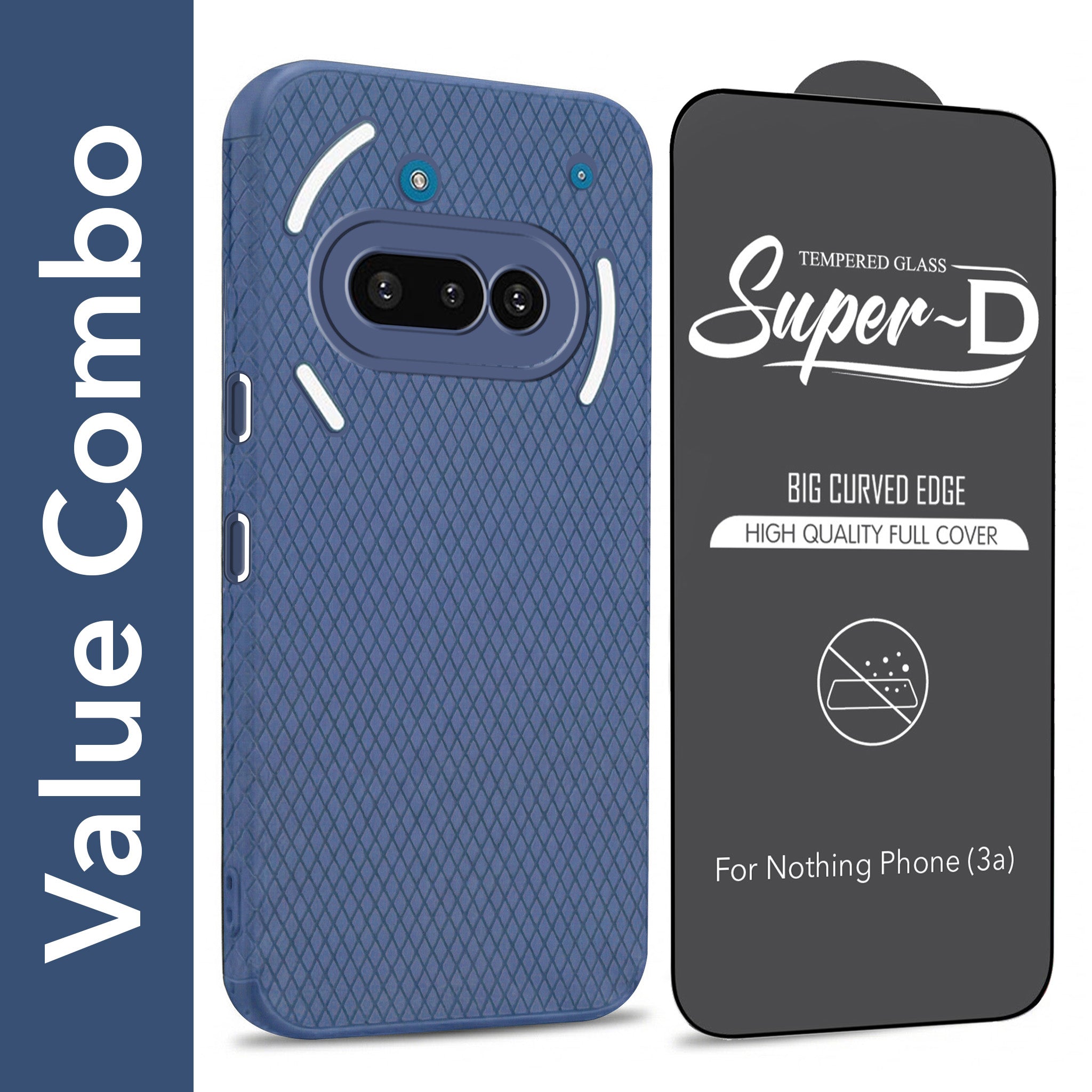 For Nothing Phone 3A Combo with Back Cover and 9H Tempered Glass (Liquid Silicone | Camera Protection | Oleophobic Coating Screen Glass)