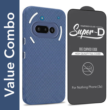 For Nothing Phone 3A Combo with Back Cover and 9H Tempered Glass (Liquid Silicone | Camera Protection | Oleophobic Coating Screen Glass)