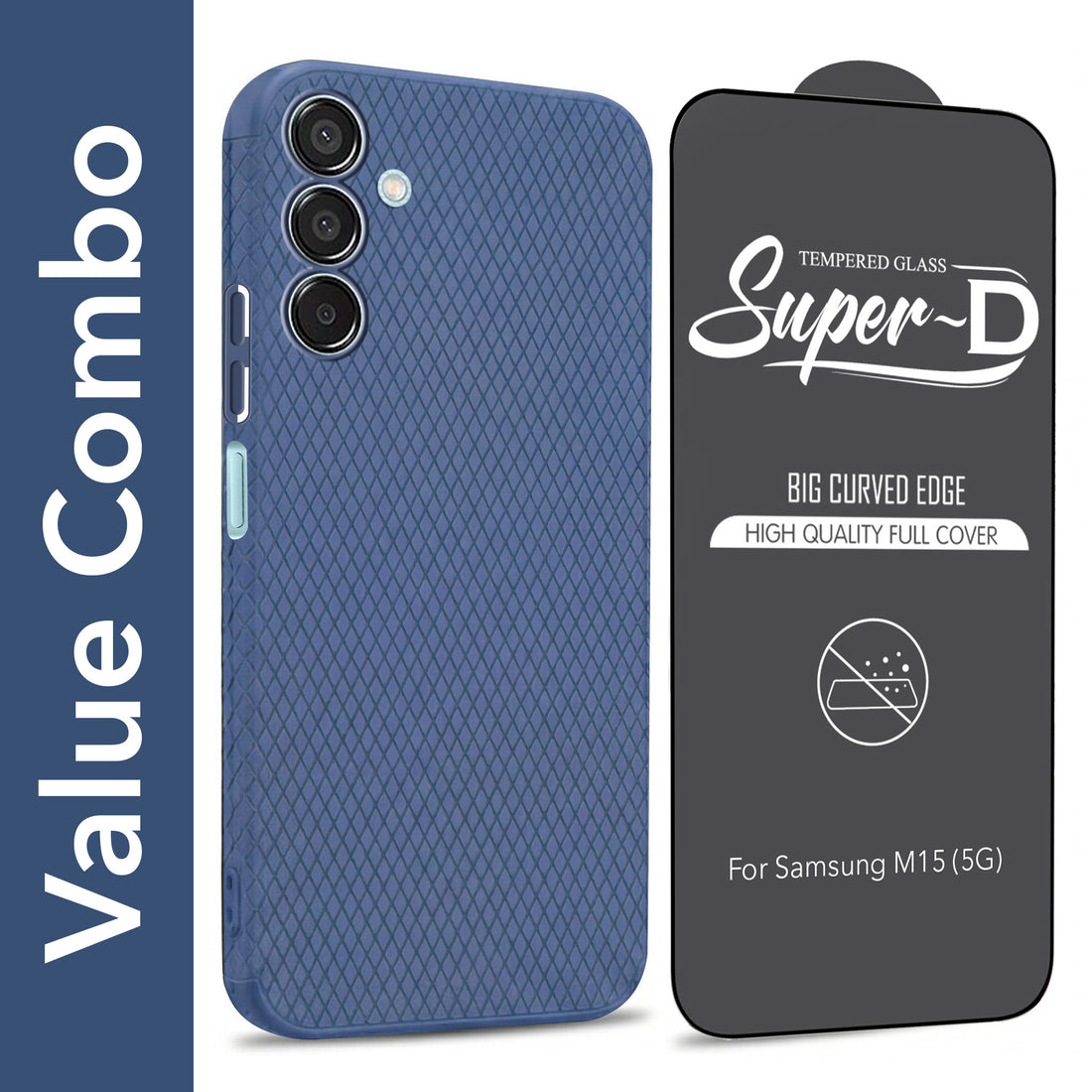 For Samsung Galaxy M15 5G Combo with Back Cover and 9H Tempered Glass (Liquid Silicone | Camera Protection | Oleophobic Coating Screen Glass)