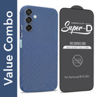 For Samsung Galaxy M15 5G Combo with Back Cover and 9H Tempered Glass (Liquid Silicone | Camera Protection | Oleophobic Coating Screen Glass)