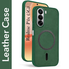 For Realme P4x Back Cover Case Leather Finish (MagSafe Compatible Wireless Charging | Soft Touch | Camera Bump Protection)