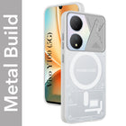 For Vivo Y100 5G Metallic Back Cover Case (Metallic Camera Protection & Buttons | Translucent Milky Shade | Hard Polycarbonate)