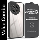 For OnePlus 13R 5G Combo with Back Cover and 9H Tempered Glass (Lifetime Anti-Yellow | Crystal Clear Shockproof | Oleophobic Coating Screen Glass)