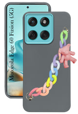 For Motorola Moto Edge 60 Fusion Back Cover Case (Wrist Hanging Chain | Teddy Bracelet Charms | Dual Color Matte Finish | Full Camera Protection | Sleek and Professional)