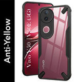 For Vivo V50 | Vivo V50e Back Cover Case (Hybrid Crystal | Ultimate Shockproof Bumpers | Anti Yellow | Rugged Armor | Black )