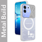 For Vivo iQOO Z10x Metallic Back Cover Case (Metallic Camera Protection & Buttons | Translucent Milky Shade | Hard Polycarbonate)