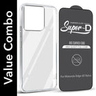 For  Motorola Moto Edge 60 Stylus Combo with Back Cover and 9H Tempered Glass (Lifetime Anti-Yellow | Sleek Hard Crystal | Oleophobic Coating Screen Glass)