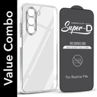 For Realme P4x Combo with Back Cover and 9H Tempered Glass (Lifetime Anti-Yellow | Sleek Hard Crystal | Oleophobic Coating Screen Glass)