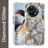 For OnePlus 11R Back Cover Case  (Luxury Floral Glitter Cute Butterfly | Diamond Studded Camera Bump | Girls & Women Design)