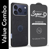For Apple iPhone 17 Pro Combo with Back Cover and 9H Tempered Glass (Textured Grip Design | Micro-Fiber Cloth Inside | Oleophobic Coating Screen Glass)
