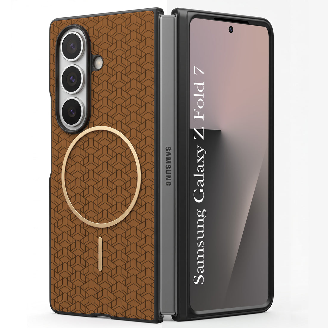 For Samsung Galaxy Z Fold 7 Back Cover Case Leather Finish (MagSafe Wireless Charging Compatible | Inside Microfiber Cloth)