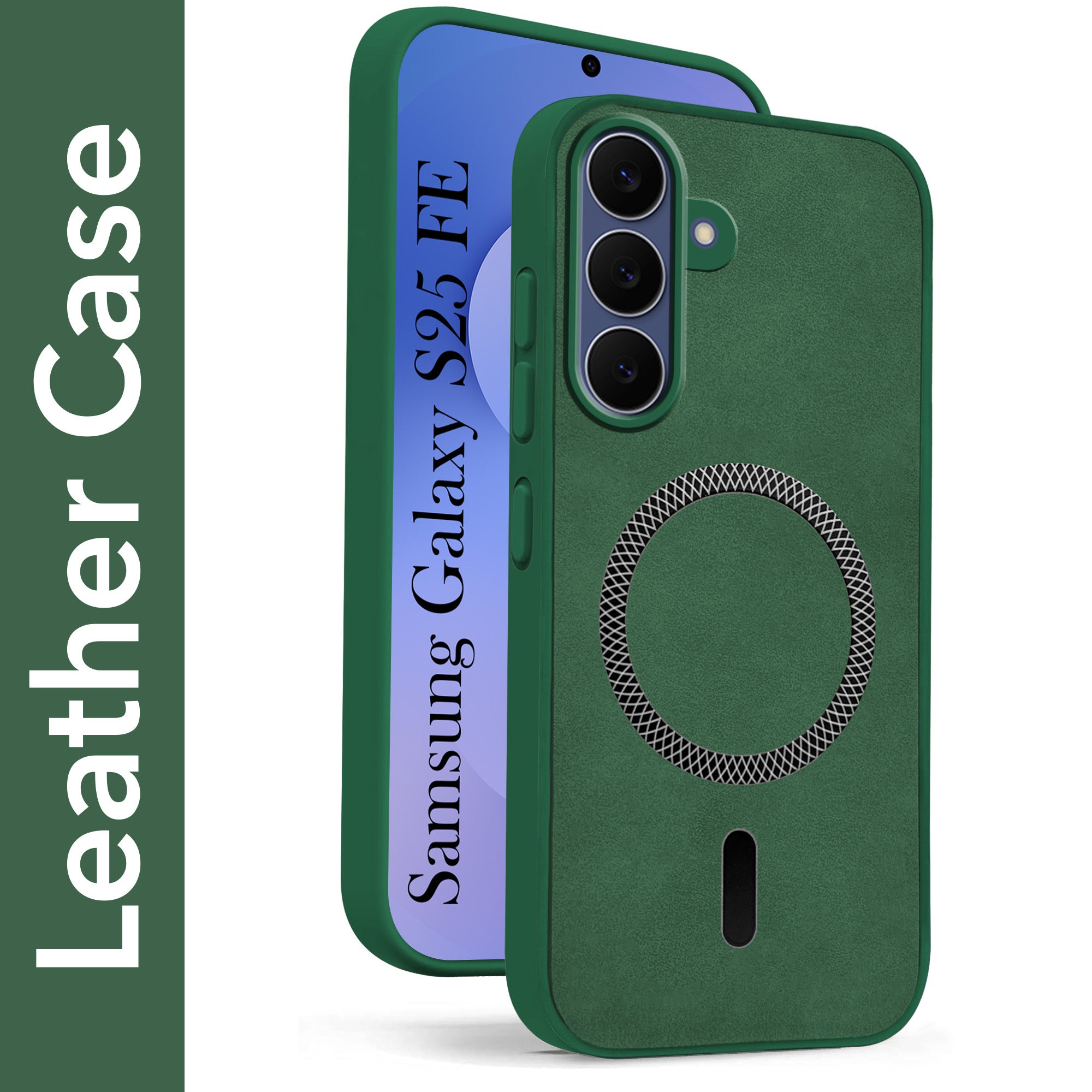 For Samsung Galaxy S25 FE Back Cover Case Leather Finish (MagSafe Compatible Wireless Charging | Soft Touch | Camera Bump Protection)