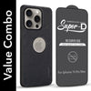 For Apple iPhone 15 Pro Max Combo (Textured Grip Design | Micro-Fiber Cloth Inside | Oleophobic Coating Screen Glass)