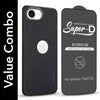 For Apple iPhone 16e | iPhone 17e Combo with Back Cover and 9H Tempered Glass (Textured Grip Design | Micro-Fiber Cloth Inside | Oleophobic Coating Screen Glass)