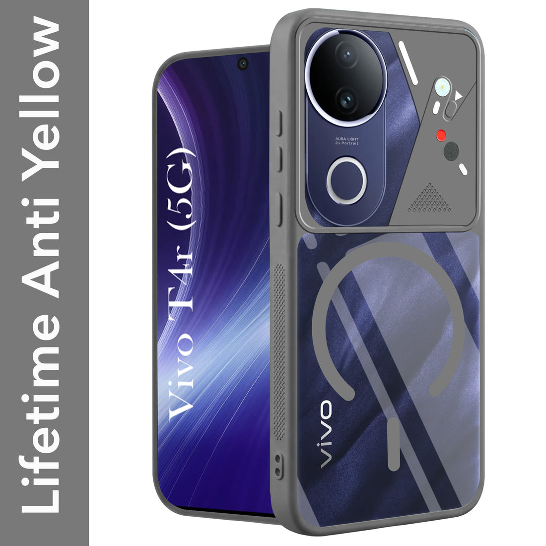 For Vivo T4R Back Cover Case Lifetime Anti-Yellow Clear (Camera Protection | Side Grip | Wireless MagSafe Compatible)