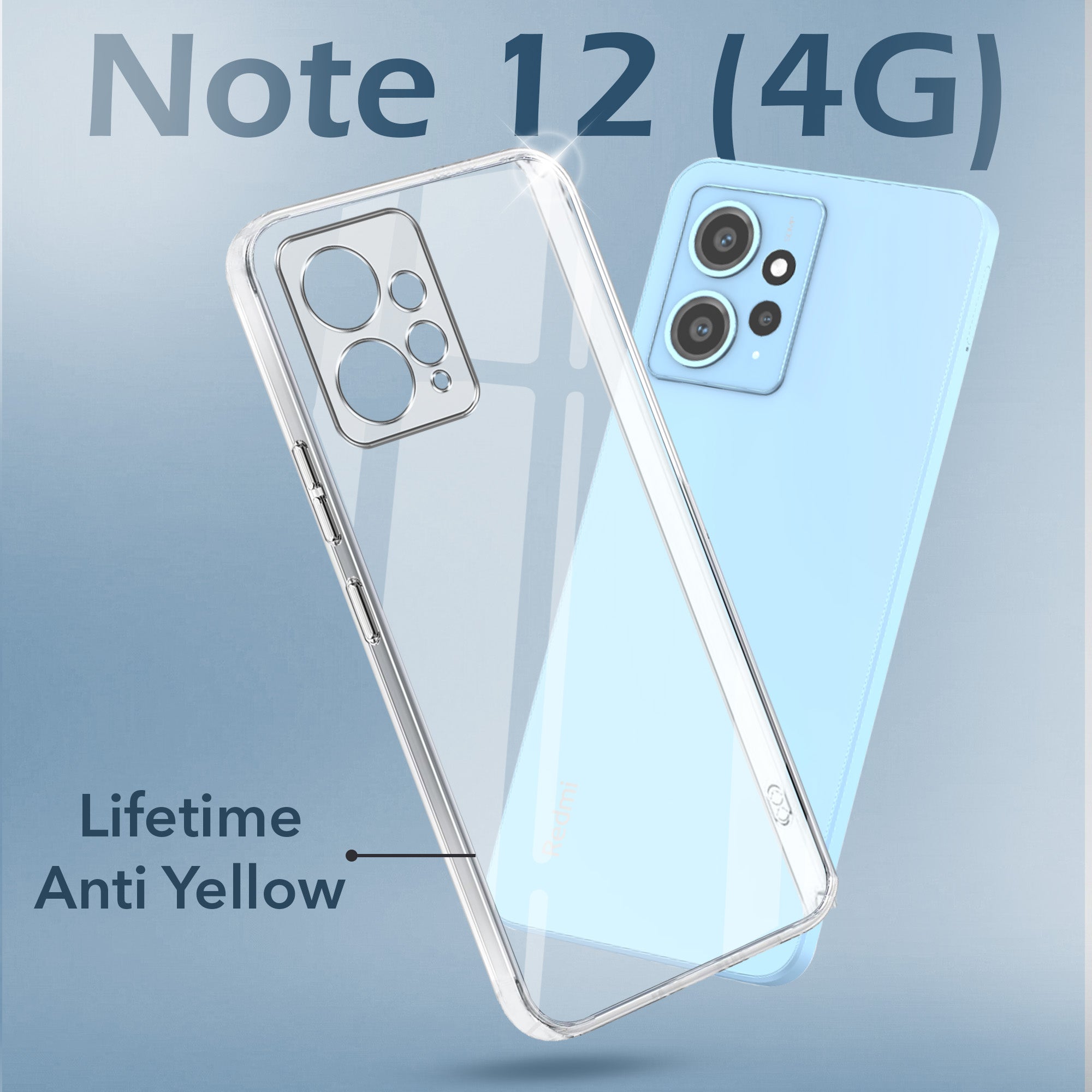 For Xiaomi Redmi Note 12 4G Back Cover Case (Hard Anti Yellow Clear Case | Drop & Camera Protection | Shockproof Polycarbonate)
