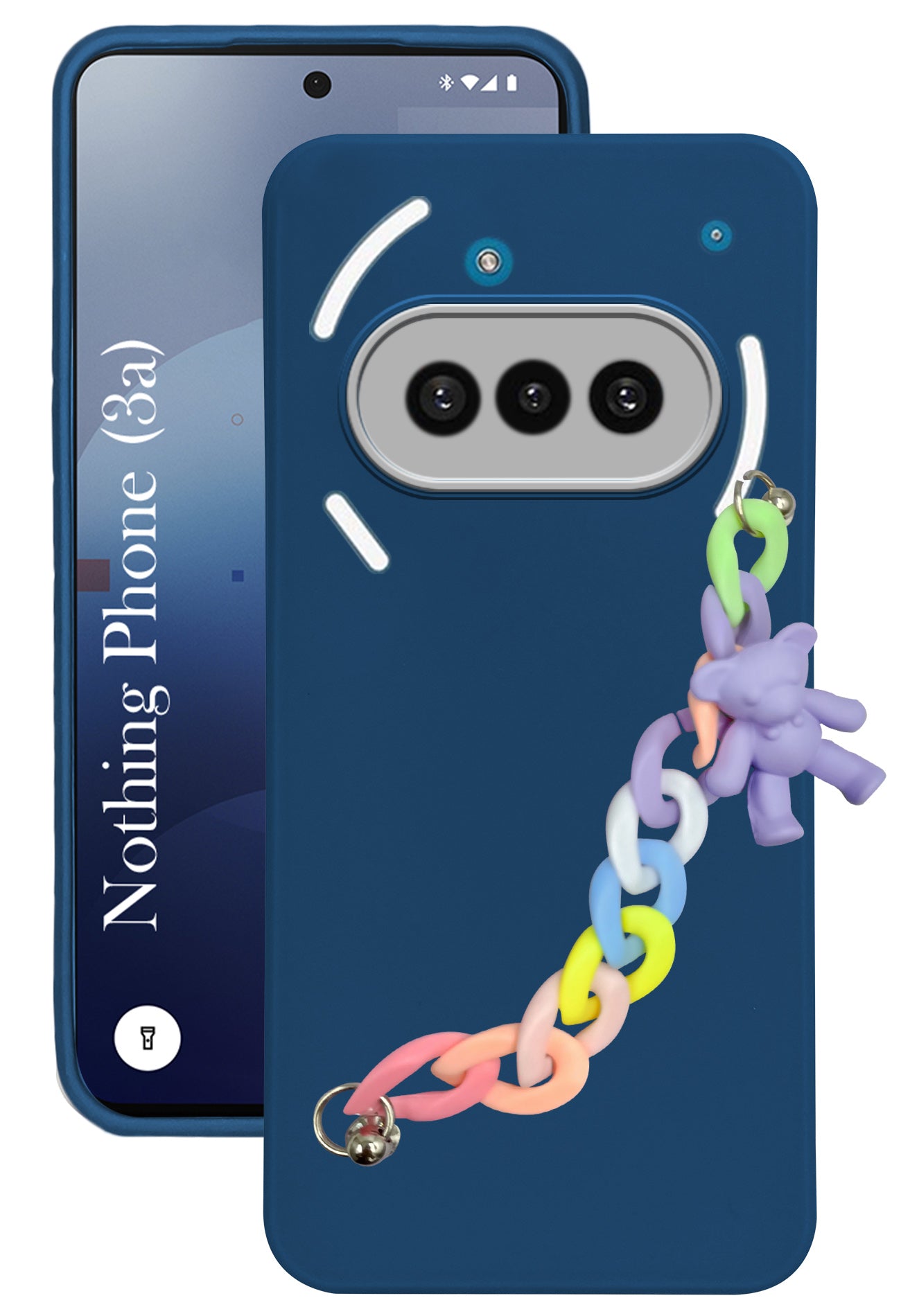 For Nothing Phone 3A Back Cover Case ( Wrist Hanging Chain | Teddy Bracelet Charms | Dual Color Matte Finish | Full Camera Protection | Sleek and