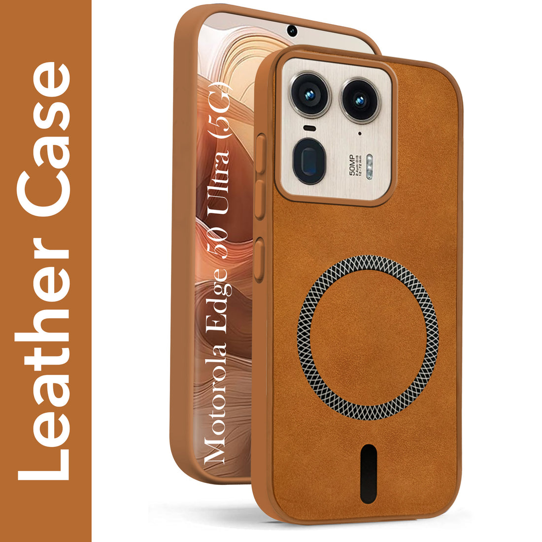 For Motorola Moto Edge 50 Ultra 5G Back Case Cover Leather Finish (MagSafe Compatible Wireless Charging | Soft Touch | Camera Bump Protection)