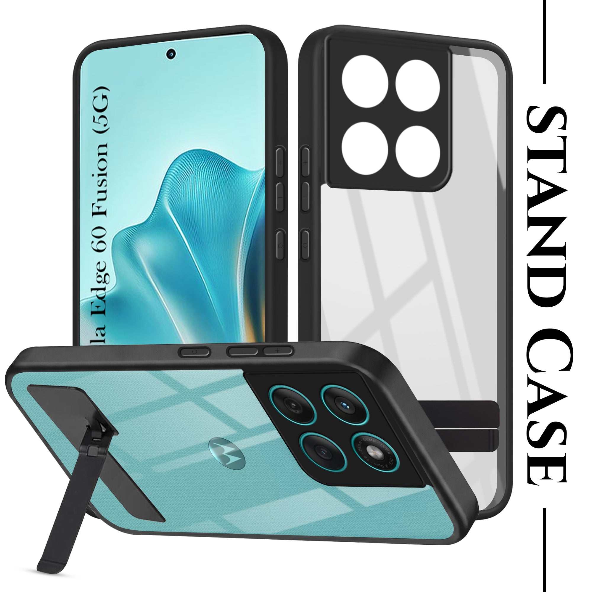 For Motorola Moto Edge 60 Fusion Back Cover Case (Built-in Stand | LiFetime Anti Yellow | Kickstand ShockprooF | Camera Protection | MagSaFe Compatible)