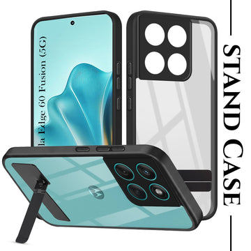 For Motorola Moto Edge 60 Fusion Back Cover Case (Built-in Stand | LiFetime Anti Yellow | Kickstand ShockprooF | Camera Protection | MagSaFe Compatible)