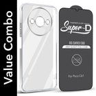 For Xiaomi Poco C61 Combo with Back Cover and 9H Tempered Glass (Lifetime Anti-Yellow | Sleek Hard Crystal | Oleophobic Coating Screen Glass)