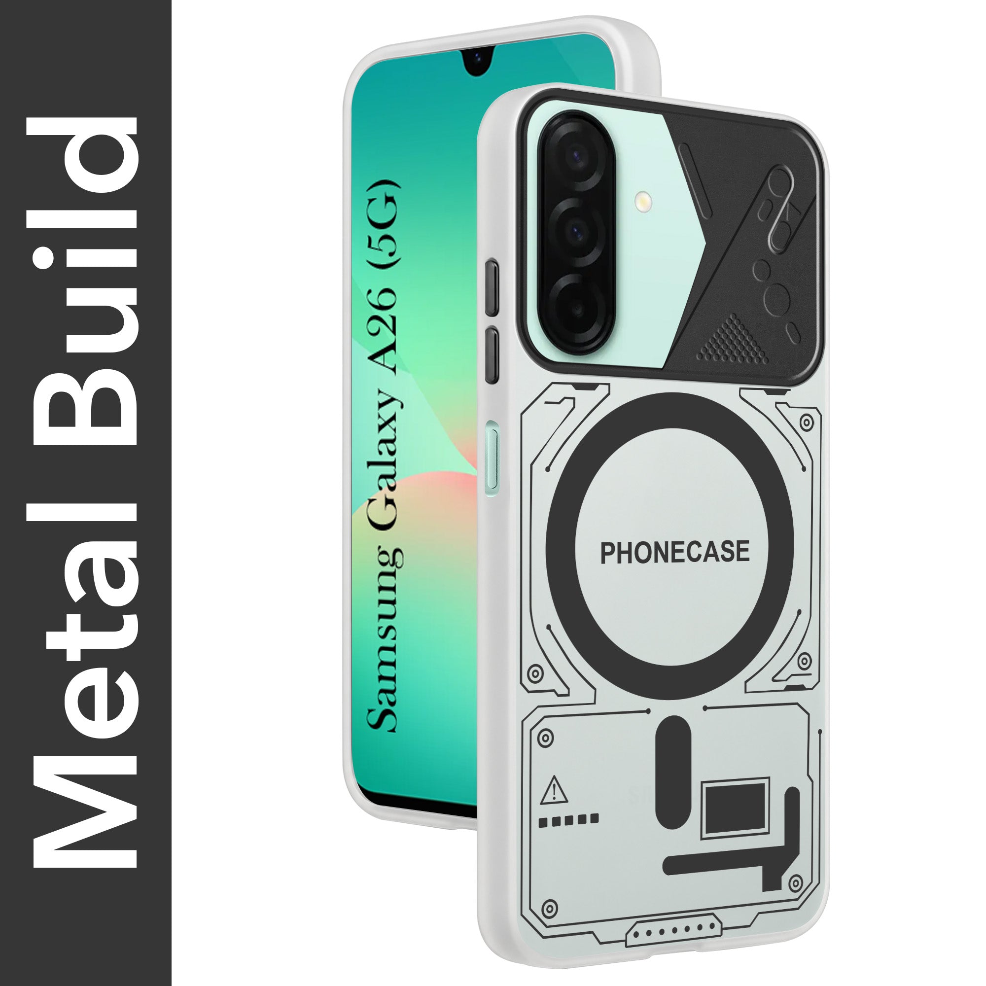 For Samsung Galaxy A26 5G Metallic Back Cover Case (Metallic Camera Protection & Buttons | Translucent Milky Shade | Hard Polycarbonate)
