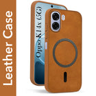 For Oppo K14x 5G Back Cover Case Leather Finish (MagSafe Compatible Wireless Charging | Soft Touch | Camera Bump Protection)
