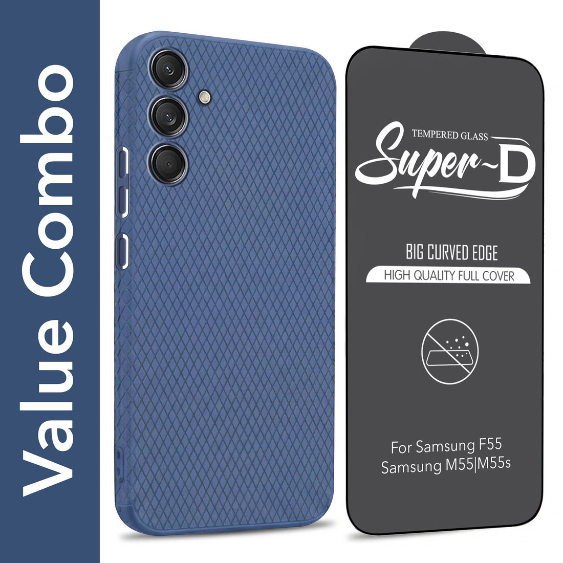 For Samsung Galaxy M55 5G | F55 5G | M55s 5G Combo with Back Cover and 9H Tempered Glass (Liquid Silicone | Camera Protection | Oleophobic Coating Screen Glass)