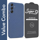 For Samsung Galaxy M55 5G | F55 5G | M55s 5G Combo with Back Cover and 9H Tempered Glass (Liquid Silicone | Camera Protection | Oleophobic Coating Screen Glass)