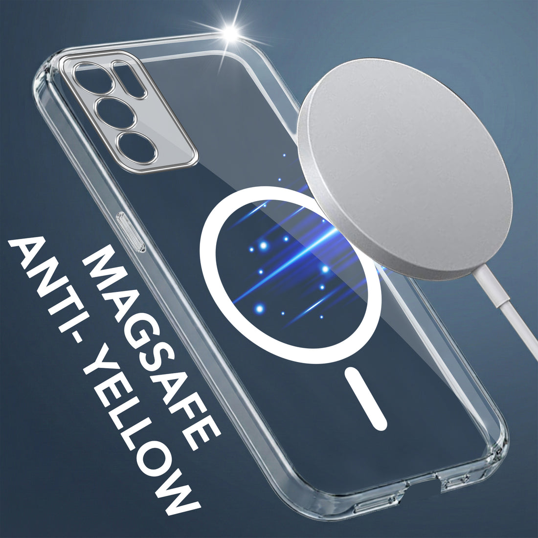 For Oppo Reno6 5G | Reno 6 5G Back Cover Case Lifetime Anti-Yellow MagSafe Compatible Clear (Sleek Hard Crystal | Shockproof and Camera Protection)