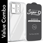 For Poco X6 5G Combo with Back Cover and 9H Tempered Glass (Lifetime Anti-Yellow | Sleek Hard Crystal | Oleophobic Coating Screen Glass)