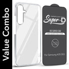For Samsung Galaxy A35 5G Combo with Back Cover and 9H Tempered Glass (Lifetime Anti-Yellow | Sleek Hard Crystal | Oleophobic Coating Screen Glass)