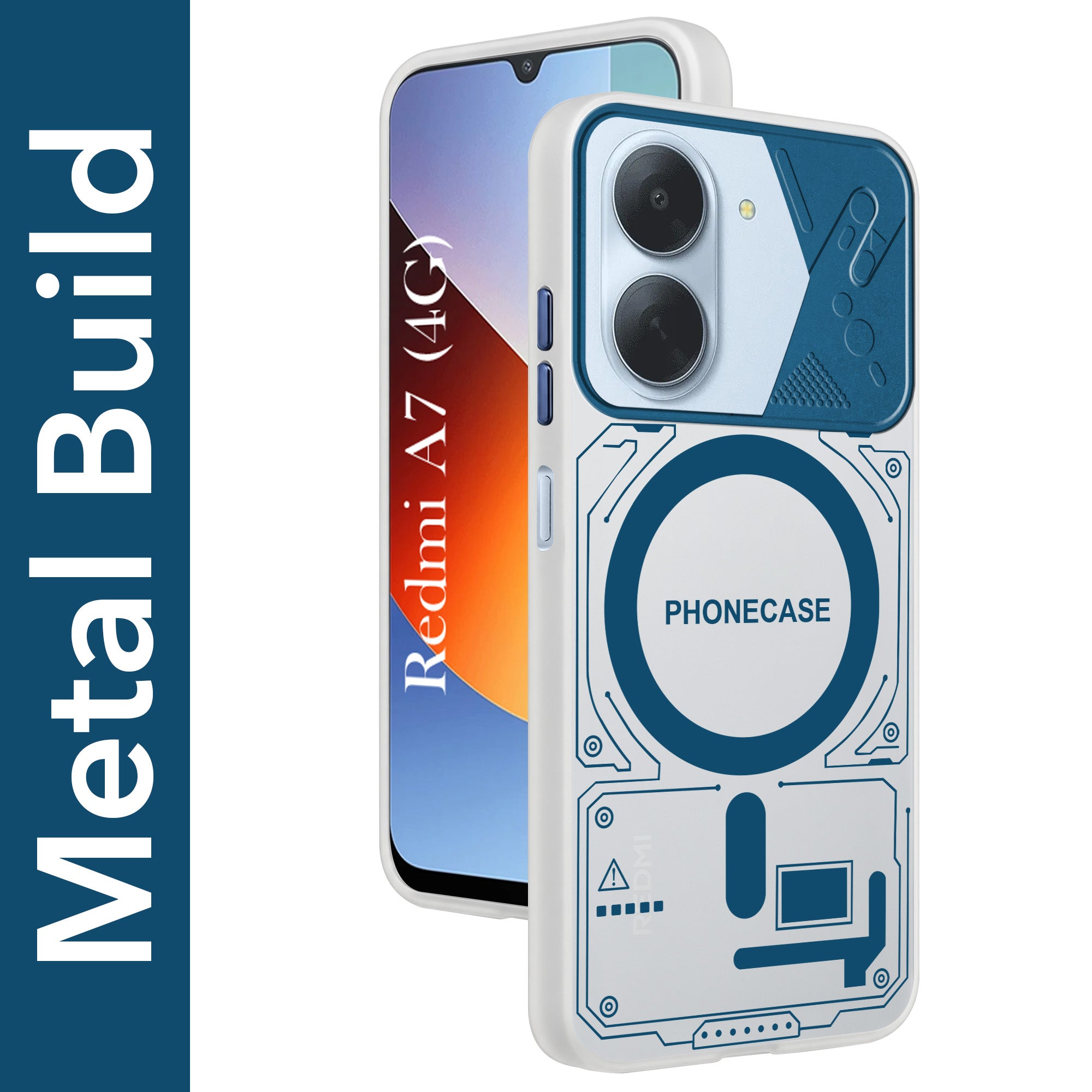 For Redmi A7 4G Metallic Back Cover Case (Metallic Camera Protection & Buttons | Translucent Milky Shade | Hard Polycarbonate)