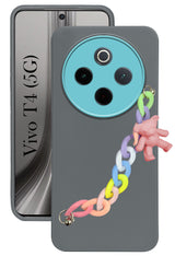 For Vivo T4 Back Cover Case ( Wrist Hanging Chain | Teddy Bracelet Charms | Dual Color Matte Finish | Full Camera Protection | Sleek and Professional)