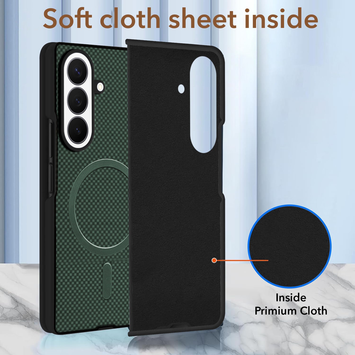 For Samsung Galaxy Z Fold 8 Ultra Back Case Cover (MagSafe Wireless Charging Compatible | Hexa Leather Finish | Inside Microfiber Cloth)