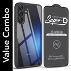 For Samsung Galaxy M55 5G | F55 5G | M55s 5G Combo with Back Cover and 9H Tempered Glass (Lifetime Anti-Yellow | Crystal Clear Shockproof | Oleophobic Coating Screen Glass)