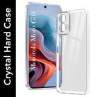 For Motorola Moto G34 5G Back Cover Case (Hybrid Crystal Panel with Side Soft PU | Camera Protection | HD Clear Shockproof)