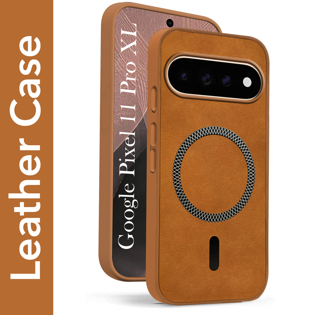 For Google Pixel 11 Pro XL Back Cover Case Leather Finish (MagSafe Compatible Wireless Charging | Soft Touch | Camera Bump Protection)