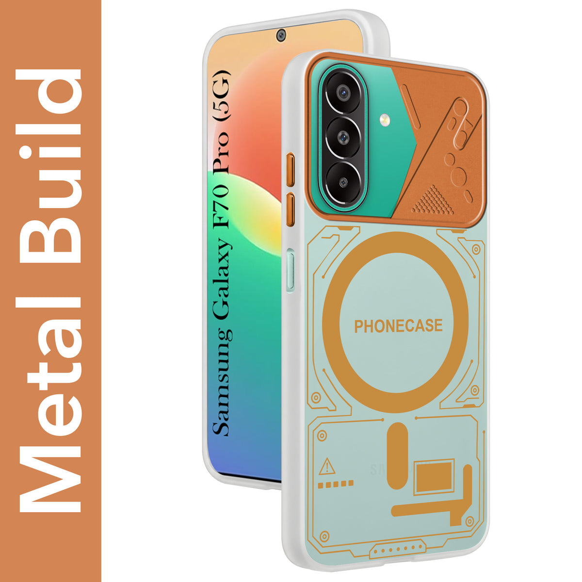 For Samsung Galaxy F70 Pro 5G Metallic Back Cover Case (Metallic Camera Protection & Buttons | Translucent Milky Shade | Hard Polycarbonate)