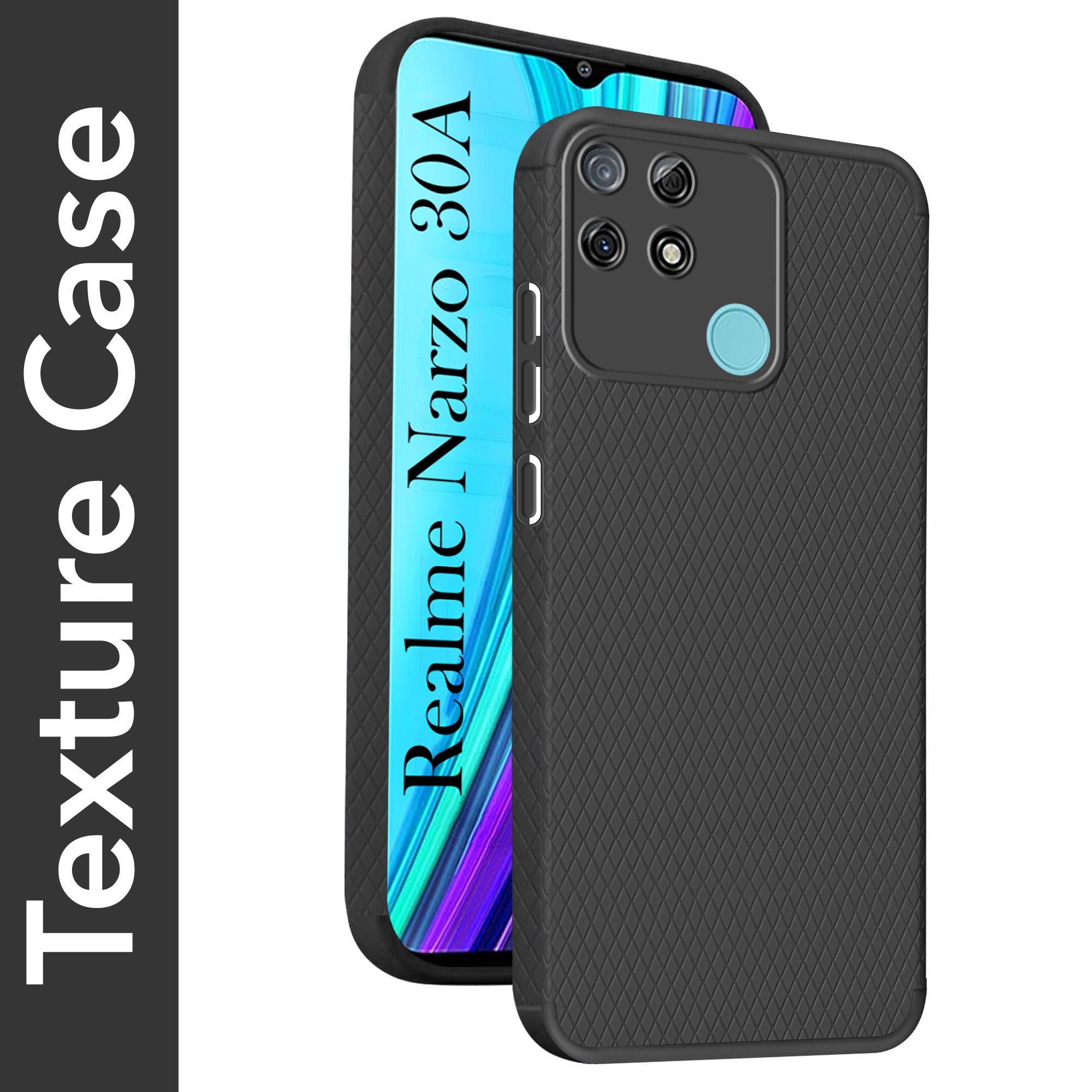 For Realme Narzo 30A Back Cover Case Liquid Silicone (Camera Protection | Side Grip Texture | Soft and Flexible)